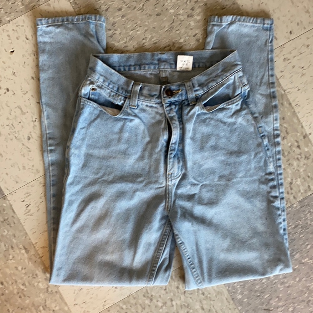 Flattering Acid Wash High Rise Taper Jeans